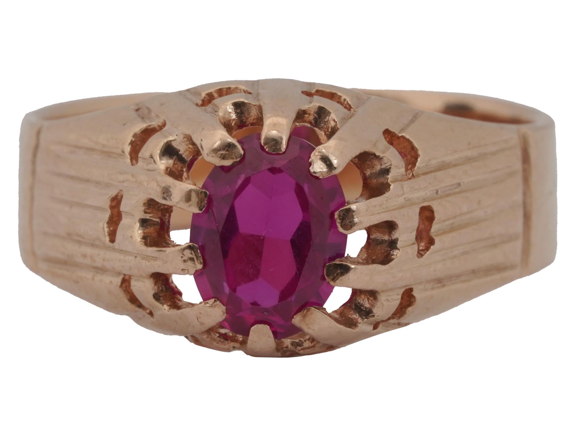 RUSSIAN SOVIET 583 GOLD RING WITH CORUNDUM STONE PIC-